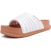 imageKuaiLu Womens Sandals with Arch Support Orthopedic Comfortable Lightweight Cushion Recovery Slides Summer Fashion Leather Casual Womans Plantar Fasciitis Sandals for IndoorampampOutdoor US Size 612White Khaki