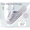 imageKuaiLu Womens Sandals with Arch Support Orthopedic Comfortable Lightweight Cushion Recovery Slides Summer Fashion Leather Casual Womans Plantar Fasciitis Sandals for IndoorampampOutdoor US Size 612Silver White