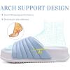 imageKuaiLu Womens Sandals with Arch Support Orthopedic Comfortable Lightweight Cushion Recovery Slides Summer Fashion Leather Casual Womans Plantar Fasciitis Sandals for IndoorampampOutdoor US Size 612Light Blue