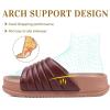 imageKuaiLu Womens Sandals with Arch Support Orthopedic Comfortable Lightweight Cushion Recovery Slides Summer Fashion Leather Casual Womans Plantar Fasciitis Sandals for IndoorampampOutdoor US Size 612Brown