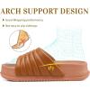 imageKuaiLu Womens Sandals with Arch Support Orthopedic Comfortable Lightweight Cushion Recovery Slides Summer Fashion Leather Casual Womans Plantar Fasciitis Sandals for IndoorampampOutdoor US Size 612Khaki