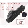 imageKuaiLu Womens Sandals with Arch Support Orthopedic Comfortable Lightweight Cushion Recovery Slides Summer Fashion Leather Casual Womans Plantar Fasciitis Sandals for IndoorampampOutdoor US Size 612Black