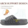 imageKuaiLu Womens Sandals with Arch Support Orthopedic Comfortable Lightweight Cushion Recovery Slides Summer Fashion Leather Casual Womans Plantar Fasciitis Sandals for IndoorampampOutdoor US Size 612Grey