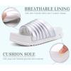 imageKuaiLu Womens Sandals with Arch Support Orthopedic Comfortable Lightweight Cushion Recovery Slides Summer Fashion Leather Casual Womans Plantar Fasciitis Sandals for IndoorampampOutdoor US Size 612Silver White