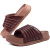 imageKuaiLu Womens Sandals with Arch Support Orthopedic Comfortable Lightweight Cushion Recovery Slides Summer Fashion Leather Casual Womans Plantar Fasciitis Sandals for IndoorampampOutdoor US Size 612Brown