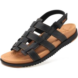 imageKuaiLu Womens Fashion Orthopedic Walking Sandals for Women 2025 Arch Support Sandles Comfort Plantar Fasciitis Recovery Cushion Summer Travel Outdoor Hiking Open Toe Water Shoes Woman Size US511Black Khaki