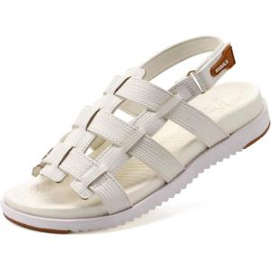 imageKuaiLu Womens Fashion Orthopedic Walking Sandals for Women 2025 Arch Support Sandles Comfort Plantar Fasciitis Recovery Cushion Summer Travel Outdoor Hiking Open Toe Water Shoes Woman Size US511White
