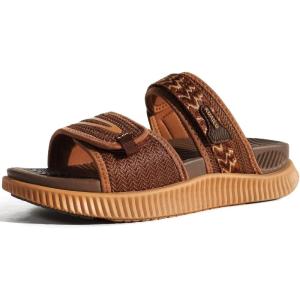 imageKuaiLu Womens Fashion Orthotic Slides Ladies Athletic Thick Cushion Recovery Sandals Adjustable Strap Slip On Walking Sandles With Comfortable Plantar Fasciitis Arch SupportBrown Khaki
