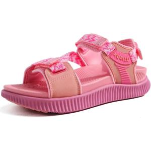 imageKuaiLu Womens Orthopedic Walking Sandals Recovery Sport Outdoor Hiking Water Sandles Thick Athletic Cushion Adjustable Leather Strap Sandals with Comfortable Plantar Fasciitis Arch SupportPink