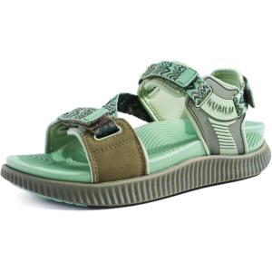 imageKuaiLu Womens Orthopedic Walking Sandals Recovery Sport Outdoor Hiking Water Sandles Thick Athletic Cushion Adjustable Leather Strap Sandals with Comfortable Plantar Fasciitis Arch SupportGreen