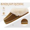 imageKuaiLu Womens Memory Foam Slippers with Cozy Fluff Plush Ladies Bedroom Pantuflas Comfy House Winter Moccasin Essential Trendy Slippers Comfortable Indoor Outdoor Rubber Sole Footwear US511Khaki
