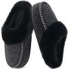 imageKuaiLu Womens Memory Foam Slippers with Cozy Fluff Plush Ladies Bedroom Pantuflas Comfy House Winter Moccasin Essential Trendy Slippers Comfortable Indoor Outdoor Rubber Sole Footwear US511Black