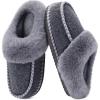 imageKuaiLu Womens Memory Foam Slippers with Cozy Fluff Plush Ladies Bedroom Pantuflas Comfy House Winter Moccasin Essential Trendy Slippers Comfortable Indoor Outdoor Rubber Sole Footwear US511Grey