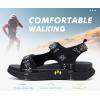 imageKuaiLu Womens Orthopedic Walking Sandals with Comfortable Arch Support Recovery Sport Relief Plantar Fasciitis Summer Outdoor Hiking Adjustable Strap Platform Cushion ShoesAll Black