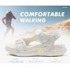 imageKuaiLu Womens Orthopedic Walking Sandals with Comfortable Arch Support Recovery Sport Relief Plantar Fasciitis Summer Outdoor Hiking Adjustable Strap Platform Cushion ShoesWhite