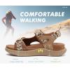 imageKuaiLu Womens Orthopedic Walking Sandals with Comfortable Arch Support Recovery Sport Relief Plantar Fasciitis Summer Outdoor Hiking Adjustable Strap Platform Cushion ShoesKhaki