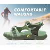 imageKuaiLu Womens Orthopedic Walking Sandals with Comfortable Arch Support Recovery Sport Relief Plantar Fasciitis Summer Outdoor Hiking Adjustable Strap Platform Cushion ShoesGreen