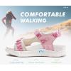 imageKuaiLu Womens Orthopedic Walking Sandals with Comfortable Arch Support Recovery Sport Relief Plantar Fasciitis Summer Outdoor Hiking Adjustable Strap Platform Cushion ShoesPink White
