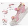 imageKuaiLu Womens Orthopedic Walking Sandals with Comfortable Arch Support Recovery Sport Relief Plantar Fasciitis Summer Outdoor Hiking Adjustable Strap Platform Cushion ShoesPink White