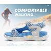 imageKuaiLu Womens Orthopedic Walking Sandals with Comfortable Arch Support Recovery Sport Relief Plantar Fasciitis Summer Outdoor Hiking Adjustable Strap Platform Cushion ShoesBlue White
