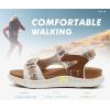 imageKuaiLu Womens Orthopedic Walking Sandals with Comfortable Arch Support Recovery Sport Relief Plantar Fasciitis Summer Outdoor Hiking Adjustable Strap Platform Cushion ShoesWhite Khaki