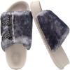 imageKuaiLu Womens Orthopedic Sandals Comfortable Plantar Fasciitis Arch Support Faux Fur Sandal Slippers For Woman Casual Cushion Slides Slip On Indoor Outdoor Memory Foam House Shoes Black White 11