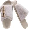 imageKuaiLu Womens Orthopedic Sandals Comfortable Plantar Fasciitis Arch Support Faux Fur Sandal Slippers For Woman Casual Cushion Slides Slip On Indoor Outdoor Memory Foam House Shoes White Size 11