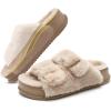 imageKuaiLu Womens Fluff Slippers Plantar Fasciitis Arch Support Platform Slippers Ladies Fashion Open Toe Faux Fur Sliders Womens House Slipper Size 612Beige Plushchoose One Size Larger