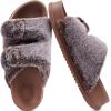 imageKuaiLu Womens Fluff Slippers Plantar Fasciitis Arch Support Platform Slippers Ladies Fashion Open Toe Faux Fur Sliders Womens House Slipper Size 612Coffee Brown Tip Dyeing