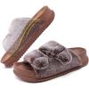 imageKuaiLu Womens Fluff Slippers Plantar Fasciitis Arch Support Platform Slippers Ladies Fashion Open Toe Faux Fur Sliders Womens House Slipper Size 612Coffee Brown Tip Dyeing
