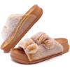 imageKuaiLu Womens Fluff Slippers Plantar Fasciitis Arch Support Platform Slippers Ladies Fashion Open Toe Faux Fur Sliders Womens House Slipper Size 612Khaki Tip Dyeing
