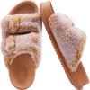 imageKuaiLu Womens Fluff Slippers Plantar Fasciitis Arch Support Platform Slippers Ladies Fashion Open Toe Faux Fur Sliders Womens House Slipper Size 612Khaki Tip Dyeing