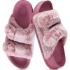 imageKuaiLu Womens Fluff Slippers Plantar Fasciitis Arch Support Platform Slippers Ladies Fashion Open Toe Faux Fur Sliders Womens House Slipper Size 612Lovely Pink Tip Dyeing