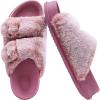 imageKuaiLu Womens Fluff Slippers Plantar Fasciitis Arch Support Platform Slippers Ladies Fashion Open Toe Faux Fur Sliders Womens House Slipper Size 612Lovely Pink Tip Dyeing
