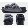 imageKuaiLu Womens Fluff Slippers Plantar Fasciitis Arch Support Platform Slippers Ladies Fashion Open Toe Faux Fur Sliders Womens House Slipper Size 612Vogue Black Tip Dyeing