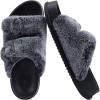 imageKuaiLu Womens Fluff Slippers Plantar Fasciitis Arch Support Platform Slippers Ladies Fashion Open Toe Faux Fur Sliders Womens House Slipper Size 612Vogue Black Tip Dyeing