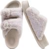imageKuaiLu Womens Fluff Slippers Plantar Fasciitis Arch Support Platform Slippers Ladies Fashion Open Toe Faux Fur Sliders Womens House Slipper Size 612White Tip Dyeing