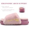 imageKuaiLu Womens Fuzzy Platform Open Toe Slipper with Arch Support Fluffy Furry Slides Orthotic Faux Rabbit Fur Sandal Ajustable House Shoes Indoor Outdoor Pink Size 8