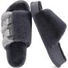 imageKuaiLu Womens Fuzzy Platform Open Toe Slippers with Arch Support Fluffy Furry Slides Orthotic Faux Fur Sandals Indoor Outdoor Grey Size 8
