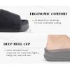 imageKuaiLu Womens Fuzzy Platform Open Toe Slippers with Arch Support Fluffy Furry Slides Orthotic Faux Fur Sandals Indoor Outdoor Grey Size 8