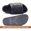 imageKuaiLu Womens Fuzzy Platform Open Toe Slippers with Arch Support Fluffy Furry Slides Orthotic Faux Fur Sandals Indoor Outdoor Grey Size 8