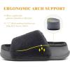 imageKuaiLu Womens Fuzzy Platform Open Toe Slippers with Arch Support Fluffy Furry Slides Orthotic Faux Fur Sandals Indoor Outdoor Grey Size 8