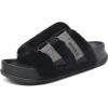 imageKuaiLu Womens Orthotic Sandals Comfortable Arch Support Faux Fur Sandal Slippers Casual Summer Adjustable Cushion Slides Slip On Indoor Outdoor House Shoes  Ultrasoft Comfort Fit FootbedBlack