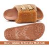 imageKuaiLu Womens Orthotic Sandals Comfortable Arch Support Faux Fur Sandal Slippers Casual Summer Adjustable Cushion Slides Slip On Indoor Outdoor House Shoes  Ultrasoft Comfort Fit FootbedCamel