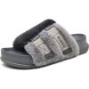 imageKuaiLu Womens Orthotic Sandals Comfortable Arch Support Faux Fur Sandal Slippers Casual Summer Adjustable Cushion Slides Slip On Indoor Outdoor House Shoes  Ultrasoft Comfort Fit FootbedGrey