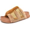 imageKuaiLu Womens Orthotic Sandals Comfortable Arch Support Faux Fur Sandal Slippers Casual Summer Adjustable Cushion Slides Slip On Indoor Outdoor House Shoes  Ultrasoft Comfort Fit FootbedCamel