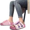 imageKuaiLu Womens Orthotic Sandals Comfortable Arch Support Faux Fur Sandal Slippers Casual Summer Adjustable Cushion Slides Slip On Indoor Outdoor House Shoes  Ultrasoft Comfort Fit FootbedPink