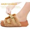 imageKuaiLu Womens Orthotic Sandals Comfortable Arch Support Faux Fur Sandal Slippers Casual Summer Adjustable Cushion Slides Slip On Indoor Outdoor House Shoes  Ultrasoft Comfort Fit FootbedCamel