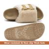 imageKuaiLu Womens Orthotic Sandals Comfortable Arch Support Faux Fur Sandal Slippers Casual Summer Adjustable Cushion Slides Slip On Indoor Outdoor House Shoes  Ultrasoft Comfort Fit FootbedBeige White