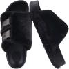 imageKuaiLu Womens Orthotic Sandals Comfortable Arch Support Faux Fur Sandal Slippers Casual Summer Adjustable Cushion Slides Slip On Indoor Outdoor House Shoes  Ultrasoft Comfort Fit FootbedBlack